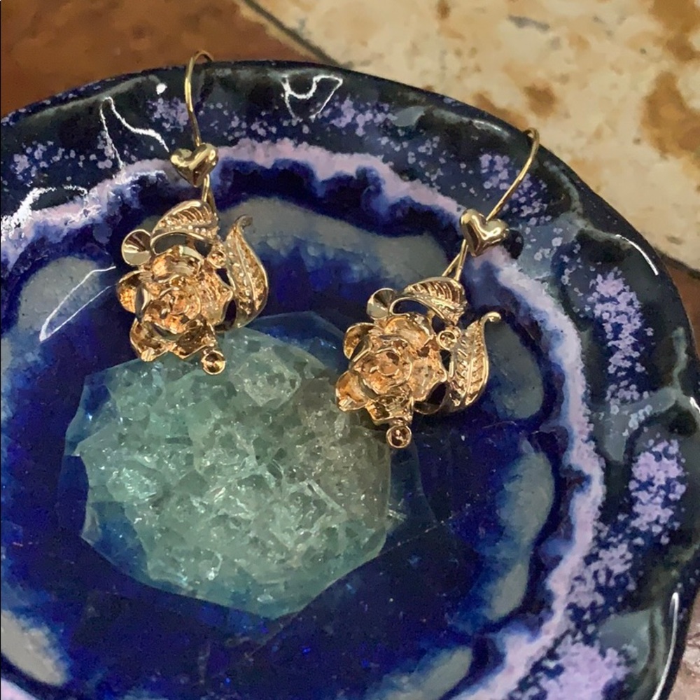 Gold filled rose earrings